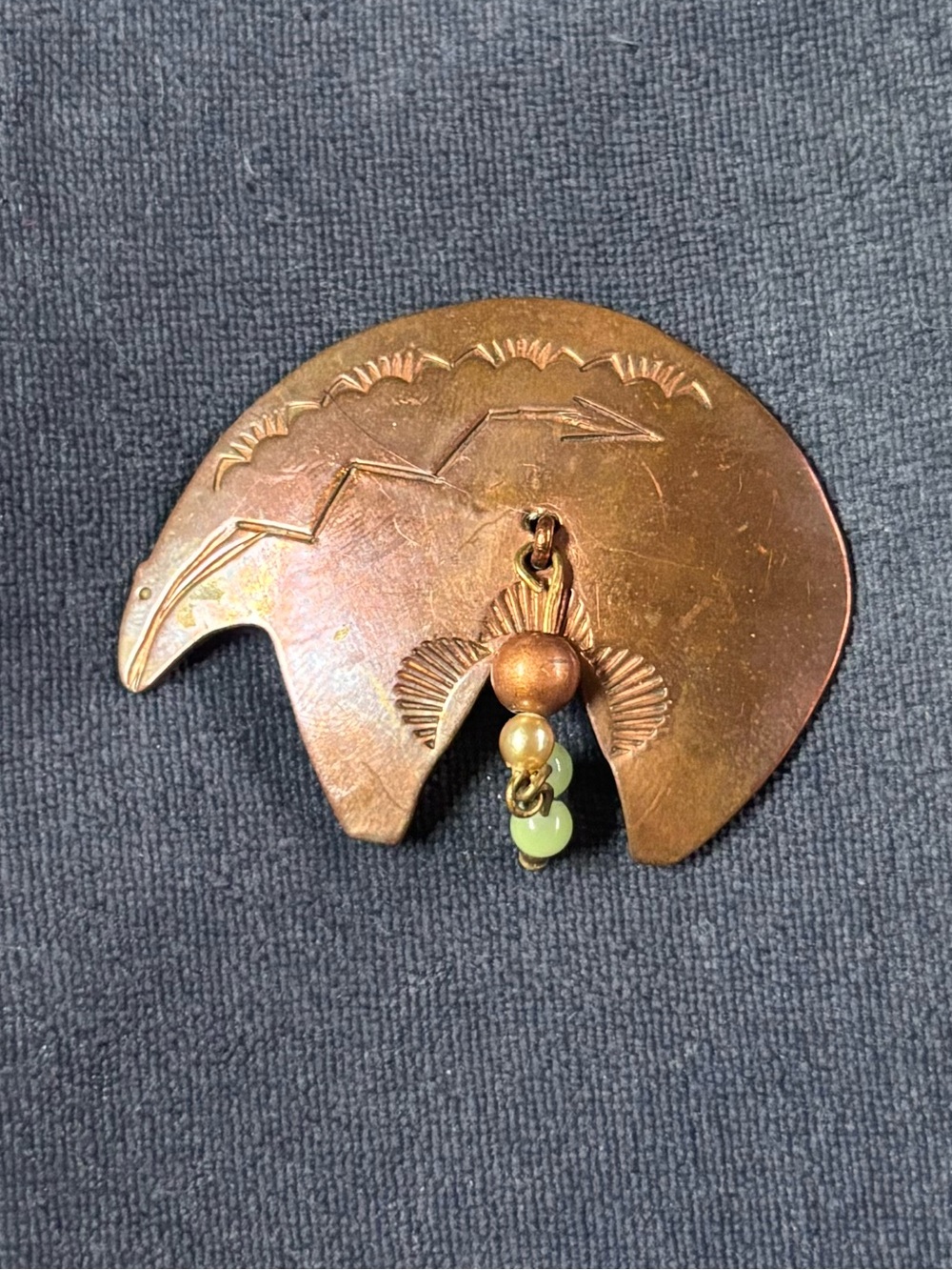 Vintage Navajo Jewelry Eva Toney Toledo Copper Brooch Pin